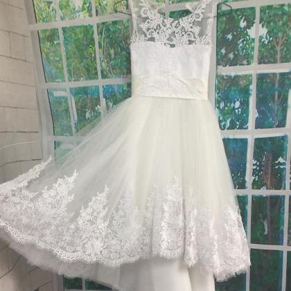 Ball Gown White Lace Flower Girl Dresses 2017..