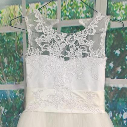Ball Gown White Lace Flower Girl Dresses 2017..
