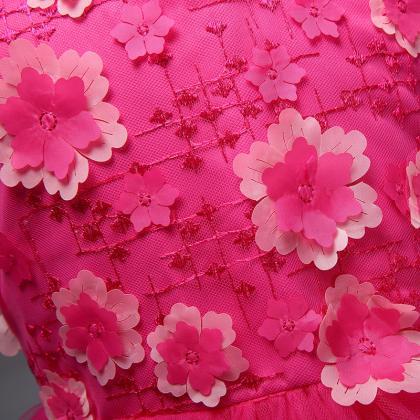 Flower Girl Dresses 2017 Round Neck Fuchsia Pink..
