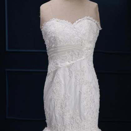 Real Photo Lace Wedding Dresses Sweetheart Mermaid..