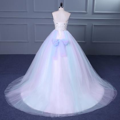 Strapless Sweetheart Colorful Wedding Gown With..