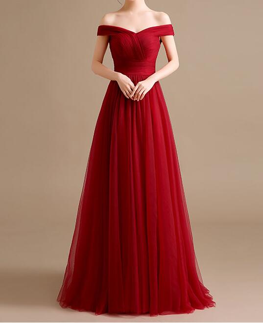 Off Shoulder A-line Floor Length Prom Dress Wtih Lace Up Back on Luulla