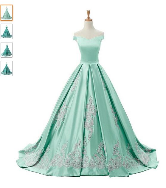 Off-the-shoulder Floor-length Satin Quinceanera Dress With Applique Embellishments