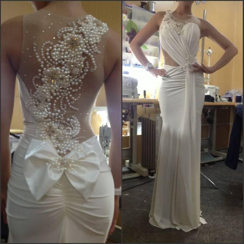 Beaded Thin Strap Sheer Panel Formal Gown Lilac main image 1