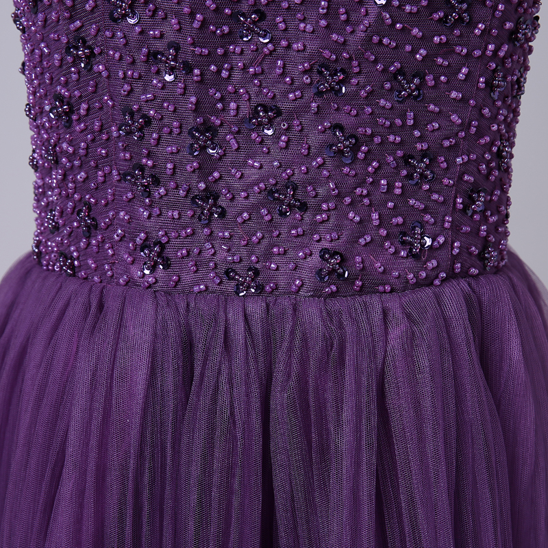 Purple Halterneck Short Homecoming Dress With Beaded Embellishment on ...